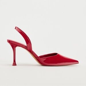 NWOT. Zara Red Shiny High-Heel Shoes. Size 6,5.